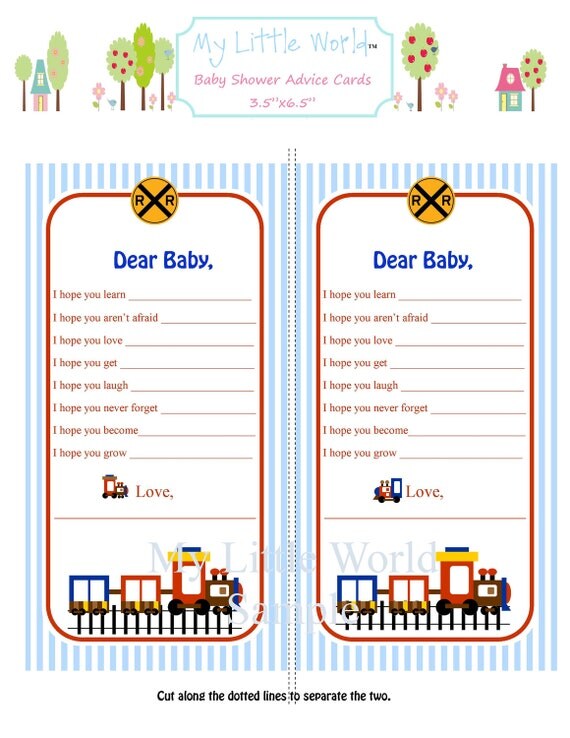 Baby Advice Cards - Train Theme DIY PRINTABLE Il_570xn