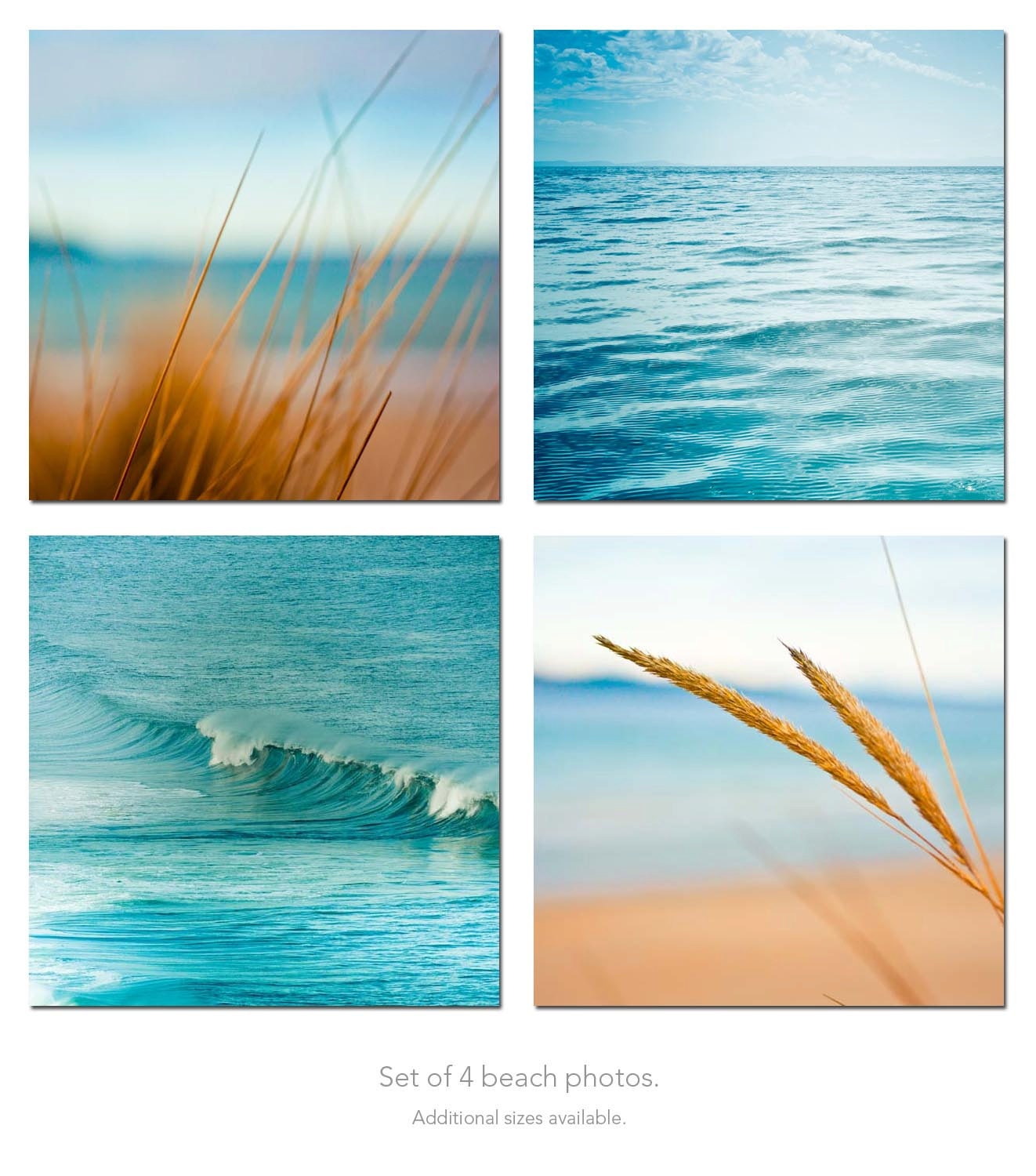 Ocean Photography print set nautical decor beach photography surf photos waves 5x5 inch blue teal wall art sand summer macro photo