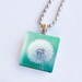 photo pendant glass tile Dandelion necklace dandelion photography botanical teal blue jewelry dandelion photo silver chain nature