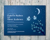 Custom Sample Listing - Birds, Trees, and Stars Wedding Invitation and Reply Card Set - Wedding Stationery