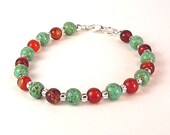 Agate Bracelet - Faux Turquoise Bracelet - Seed Bead Bracelet