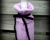 Lilac Cable Knit Wine Sweater Sock Cozy Holiday Gift Idea from Repurposed Sweater