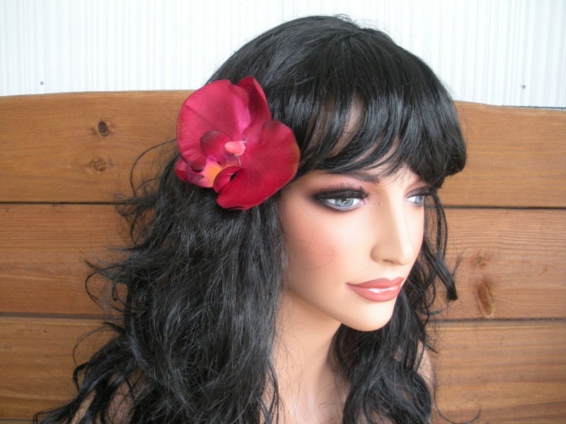 Flower Hair Clip Womens Fashion Hair Accessories Boho Wedding Flower Red Orchid Flower Hair clip