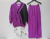 vintage 80s / purple and black / TRACK SUIT