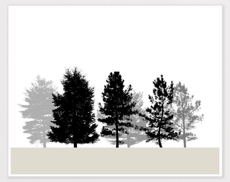 Black White and Red Print 8x10 minimalist tree home decor gift for him - Living room wall decor