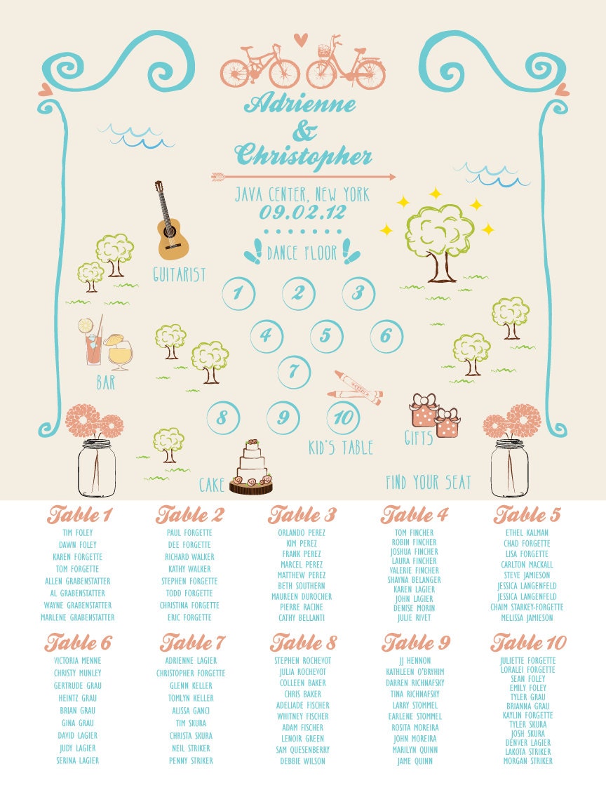 Wedding Seating Chart: 12 by 15.75