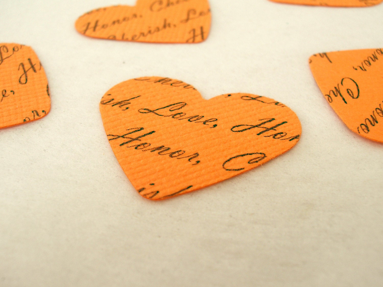 Personalized Confetti // Custom Confetti Paper Hearts // Orange