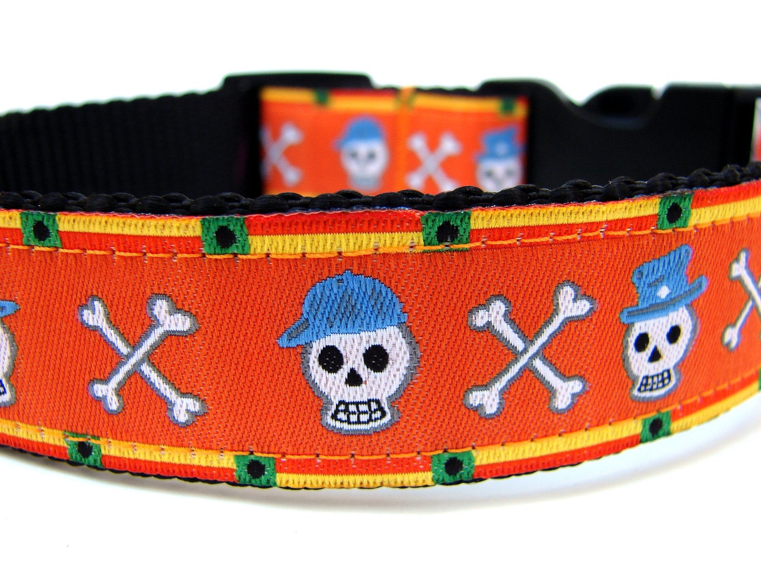 Skull Dog Collar 1" Halloween Dog Collar