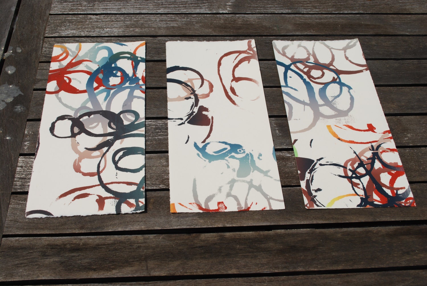 Silk Screen Swirls, Wall art, OOAK printmaking, Vibrant and Bold art