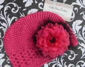 20% OFF ORDER Hot Pink Hat.Hot Pink Fascinator with marabou..Hot pink and black headband..infant toddler girl crochet hat