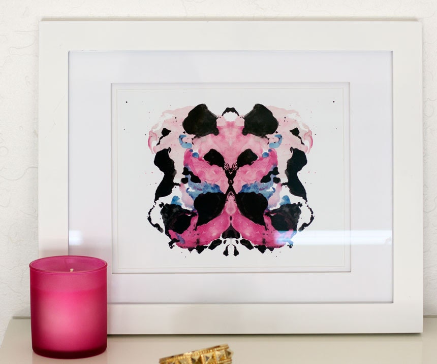 RESERVED FOR ELENA - 8 x 10 Rorschach Ink Blot Watercolor Giclee Print 'Papillon'