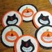 Primitive Penny rug coaster set Fall Halloween Cats and Jacks set of 6 FITOG team