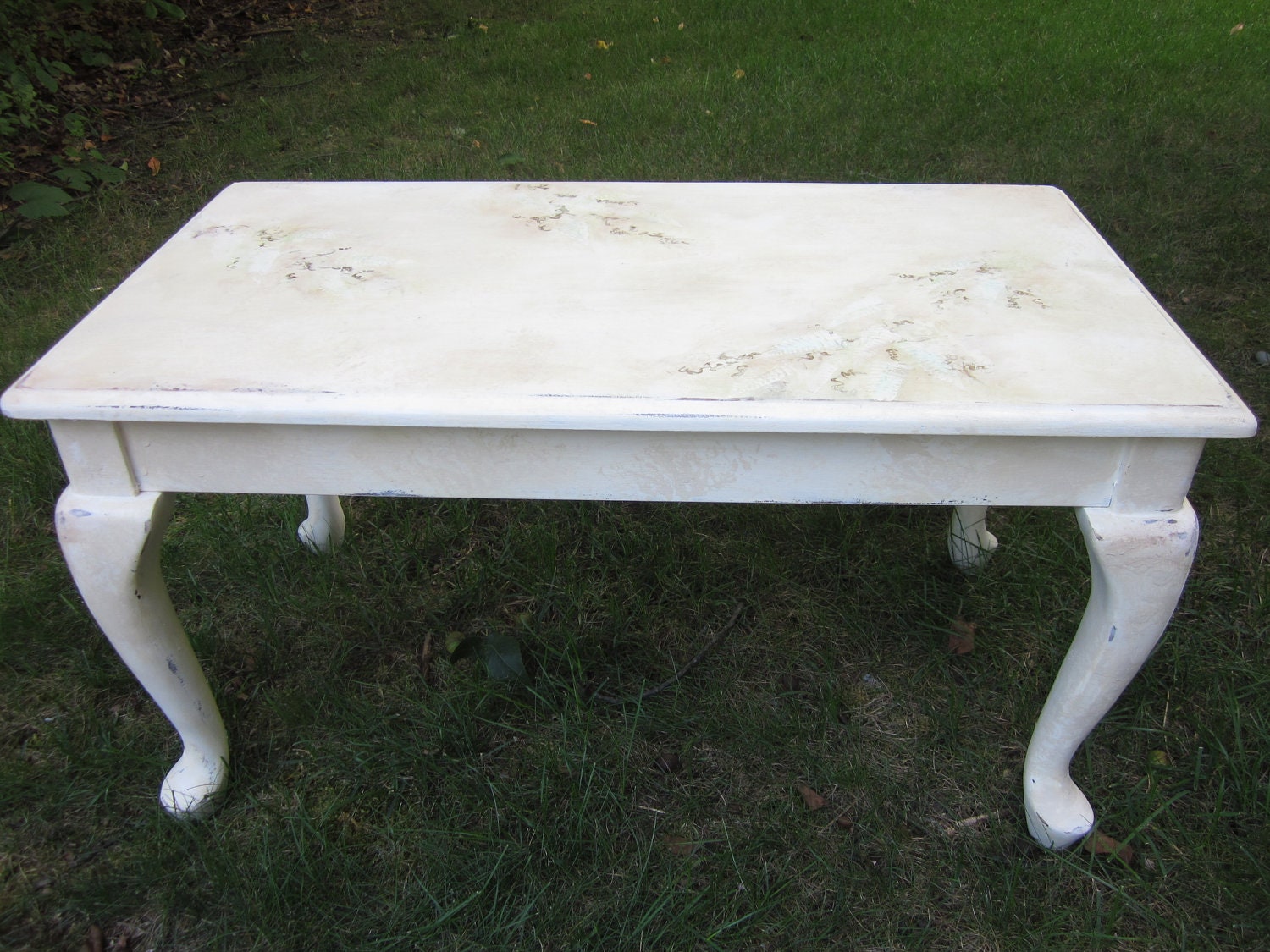 Coffee Table Shabby  handpainted leafy motif distressed