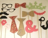 Shabby Chic Photo booth Props - Burlap Bow Ties - Vintage Chic Wedding Photobooth Props - Boho Photo Props - Birthday Photo Props