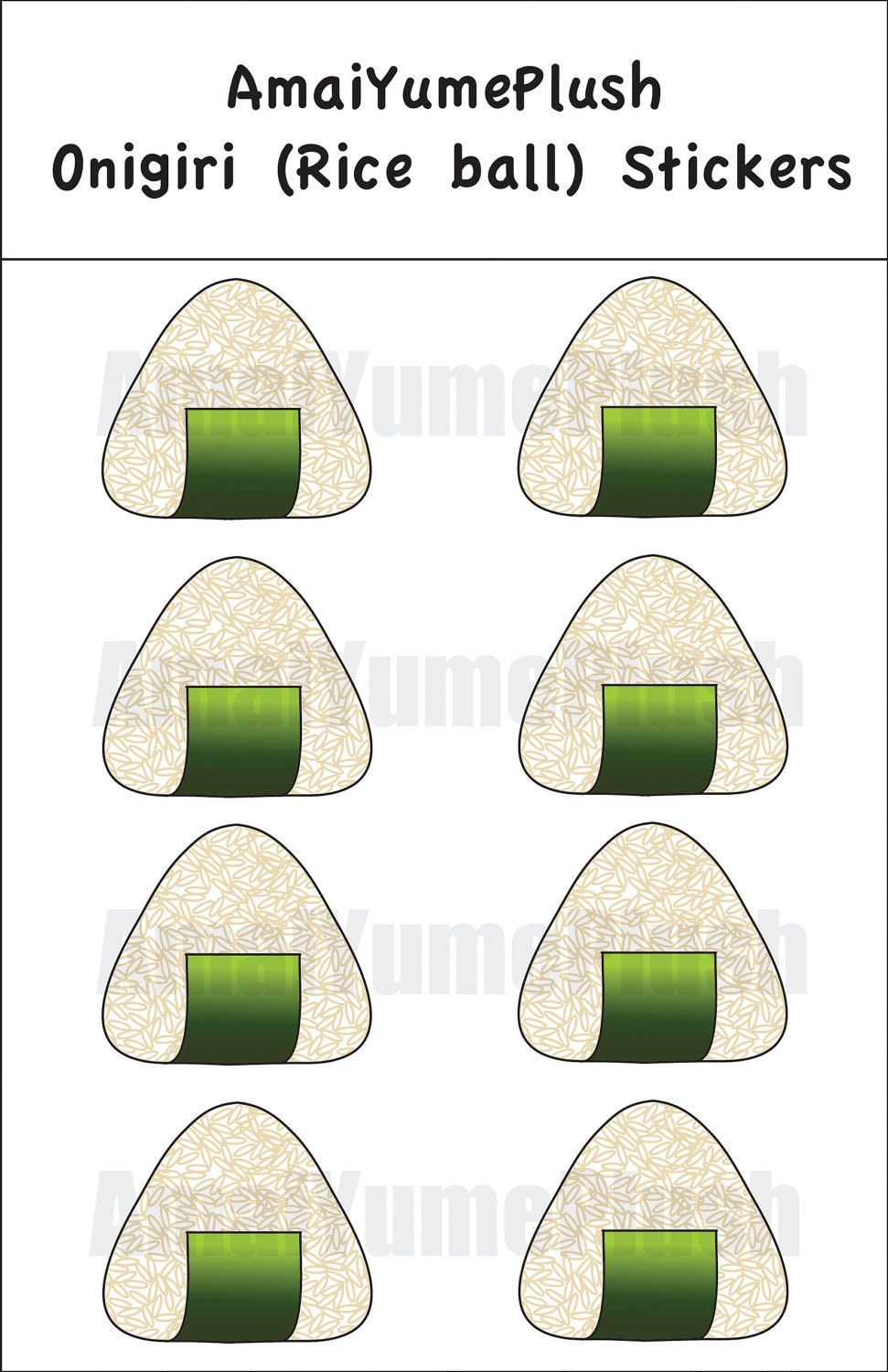Onigiri (Rice Balls) Stickers (Set of 16)