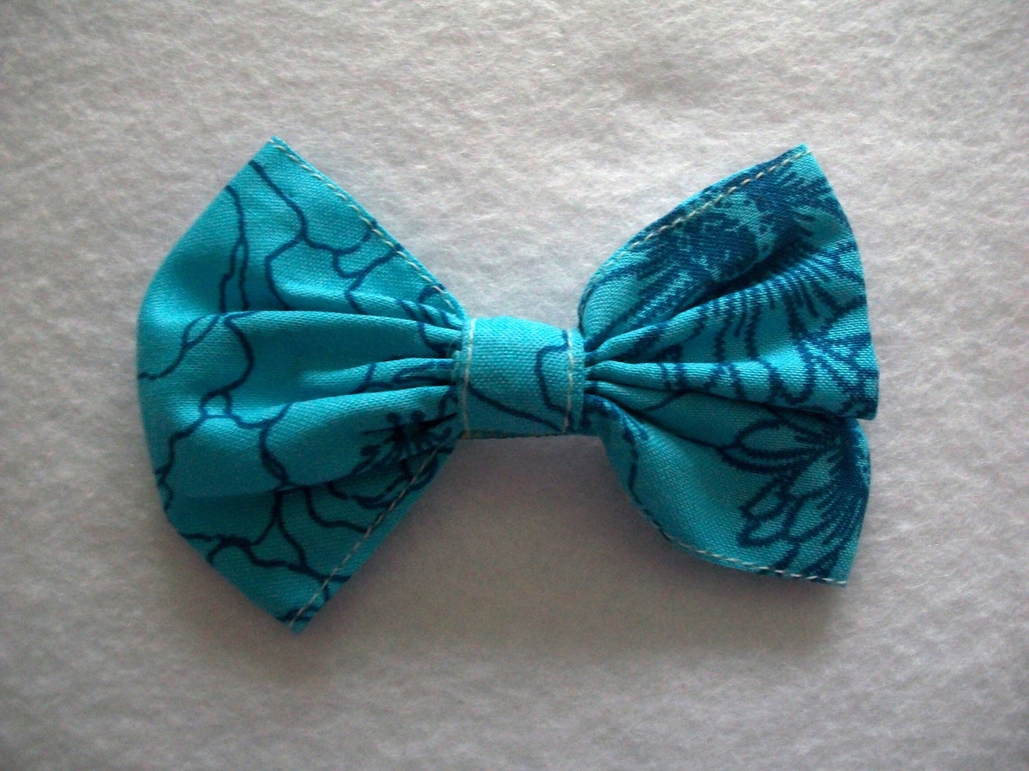 Blue Flowered Bow Hair Clip (Set of Two)