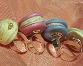 Blue and Pink Stuffed Cookie Macaron Ring