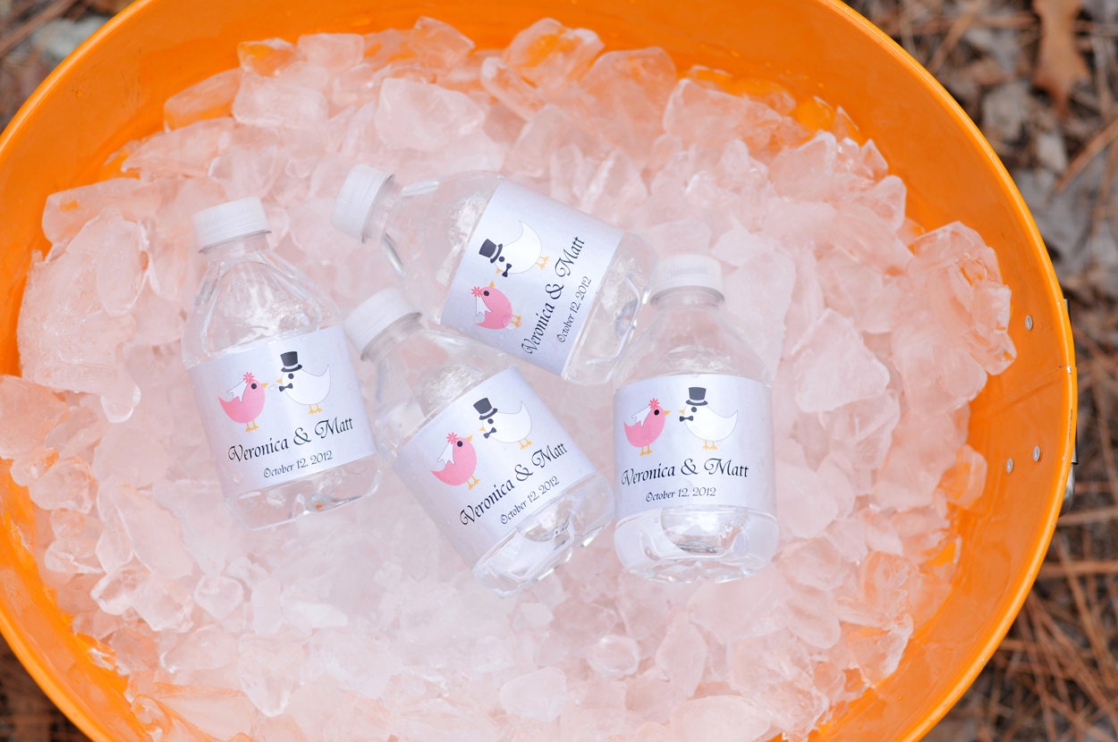 Waterproof Water Bottle Labels - 100 Printed labels with your wedding colors Il_570xn