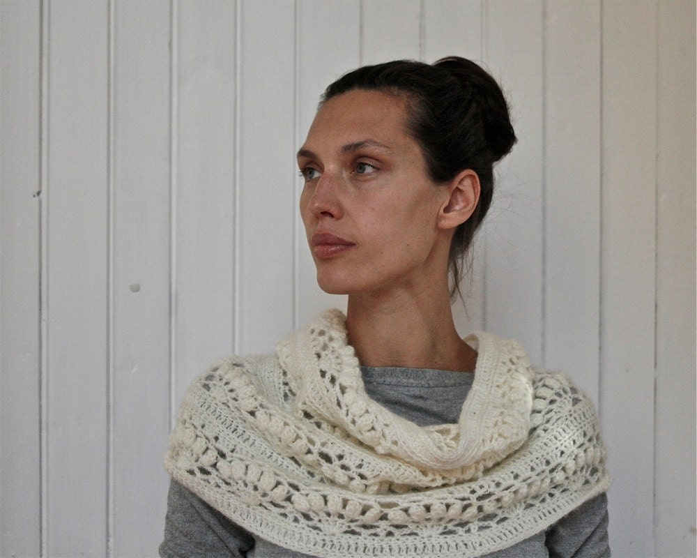 Crochet White Mohair Oversized Cowl "Iris" - PDF PATTERN