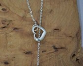 Sale Red Swarovski Crystal Pearl and Heart Lariat Style Necklace - Cancer Charity