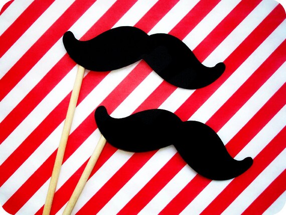 100 Mustache on a Stick Photo Booth Props Black Mustache Party Prop Il_570xn