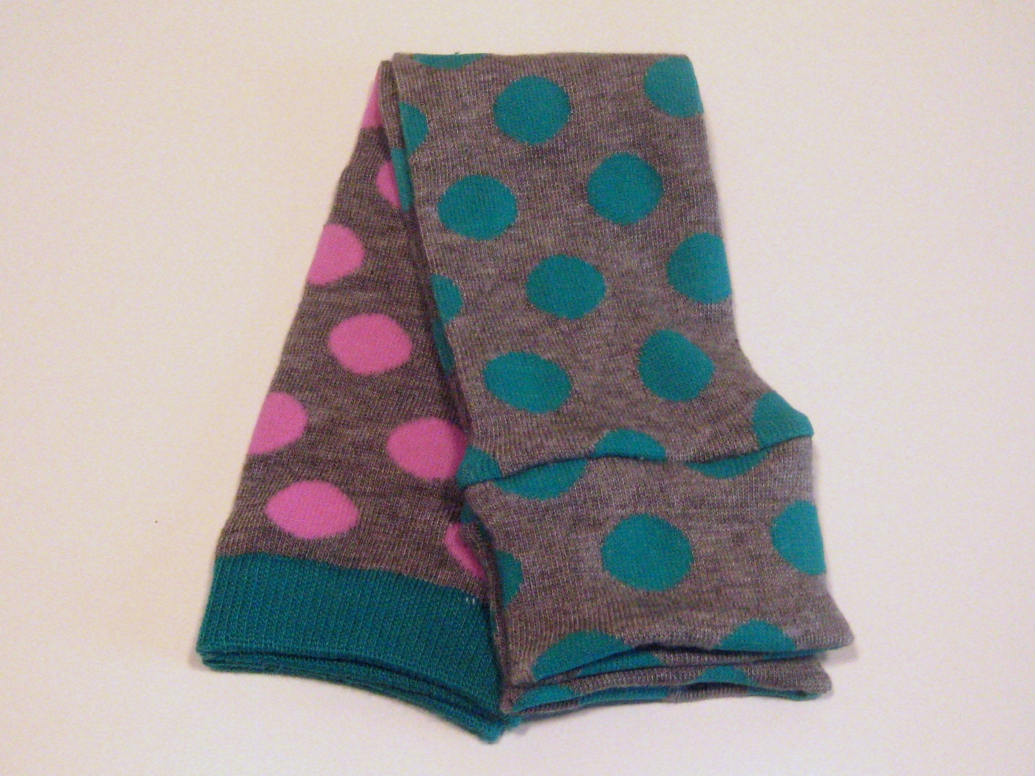 Pink and Teal Polka Dots on Grey Baby Leggings