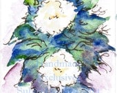 Gardenias, Nature art, Watercolor flowers, Flowers of Spring, Original Painting, OOAK, ACEO15