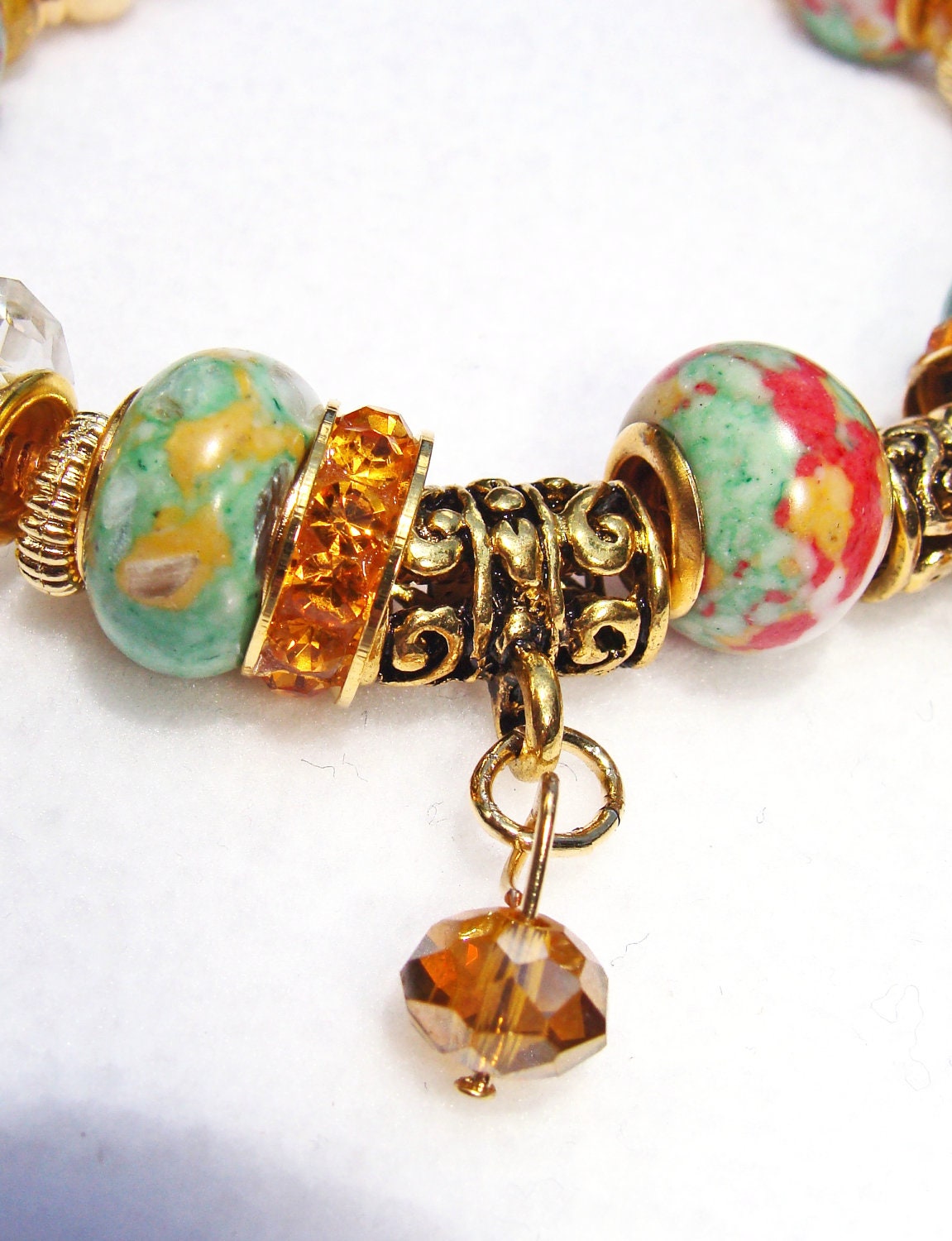 Gold, Topaz and Multi-Color Turquoise Bracelet