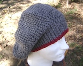 Crochet Slouchy Hat Beanie Skullcap Heather Gray Men Women Teen