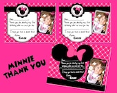 Minnie Mouse Inspired Party - THANK YOU CARD - Pink - Red - Girls Birthday Party - Printables Collection - Krown Kreations