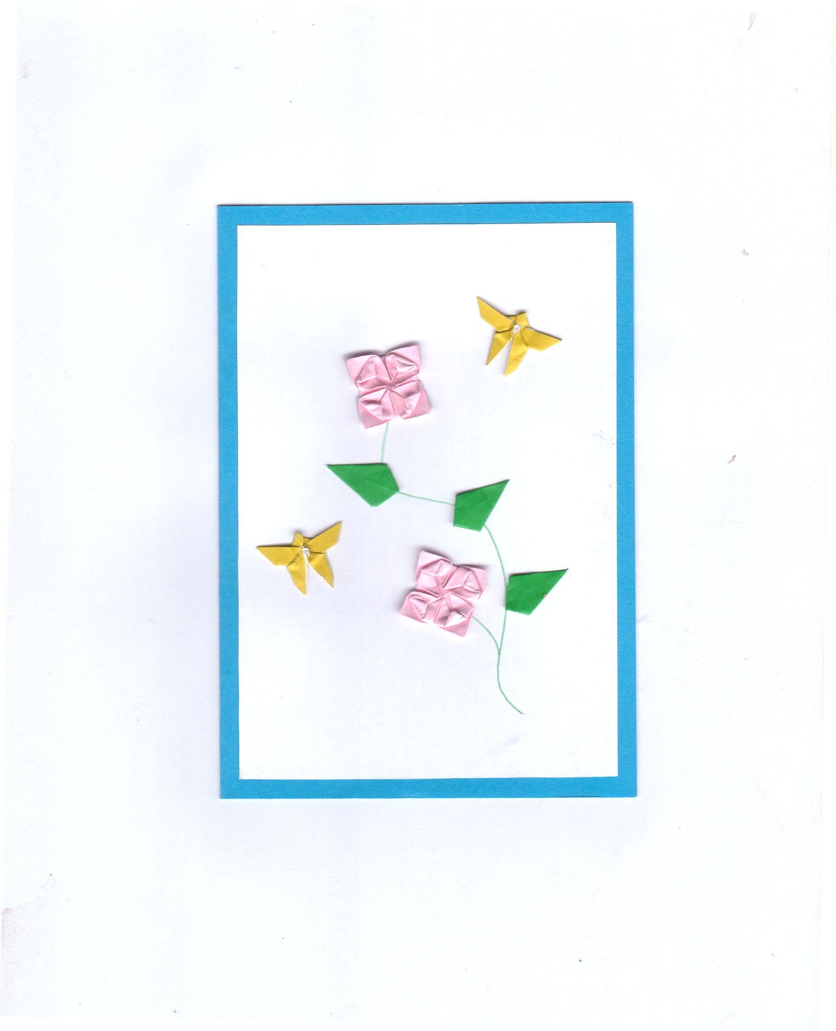 Flower greeting cards, origami flower card, butterfly card, origami card, blank card with envelope