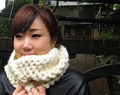 The Audrey Chunky Cowl, Infinity Scarf, Cowl Snood Scarf in Panna Cotta Cream handmade in a Wool blend - READY TO SHIP