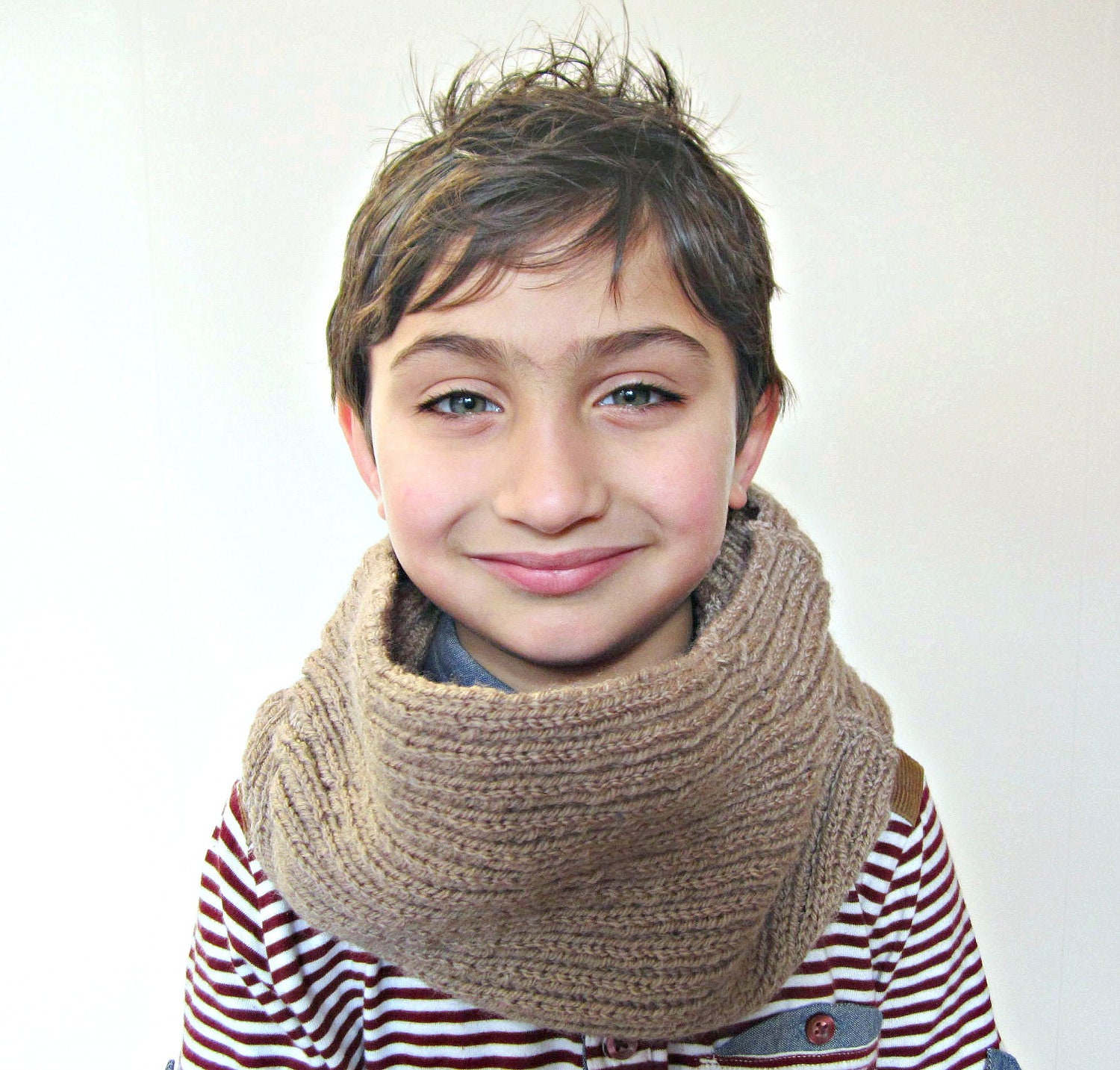 Beige childrens Cowl for winter, UNISEX, winter cowl for girls or boys