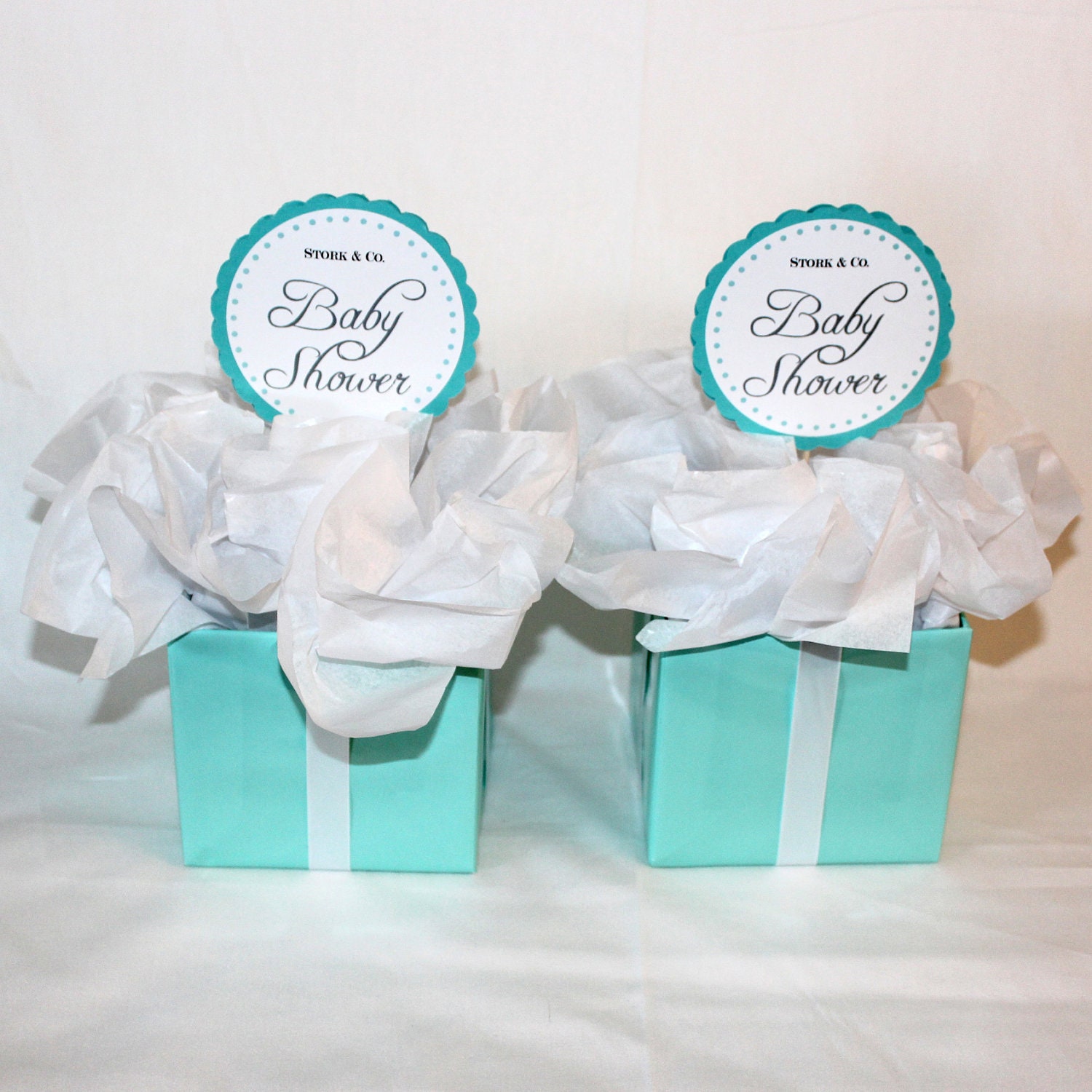 2 Centerpieces - Tiffany Co. Inspired Box - Tiffany Blue and White - Designed for Rectangular Tables
