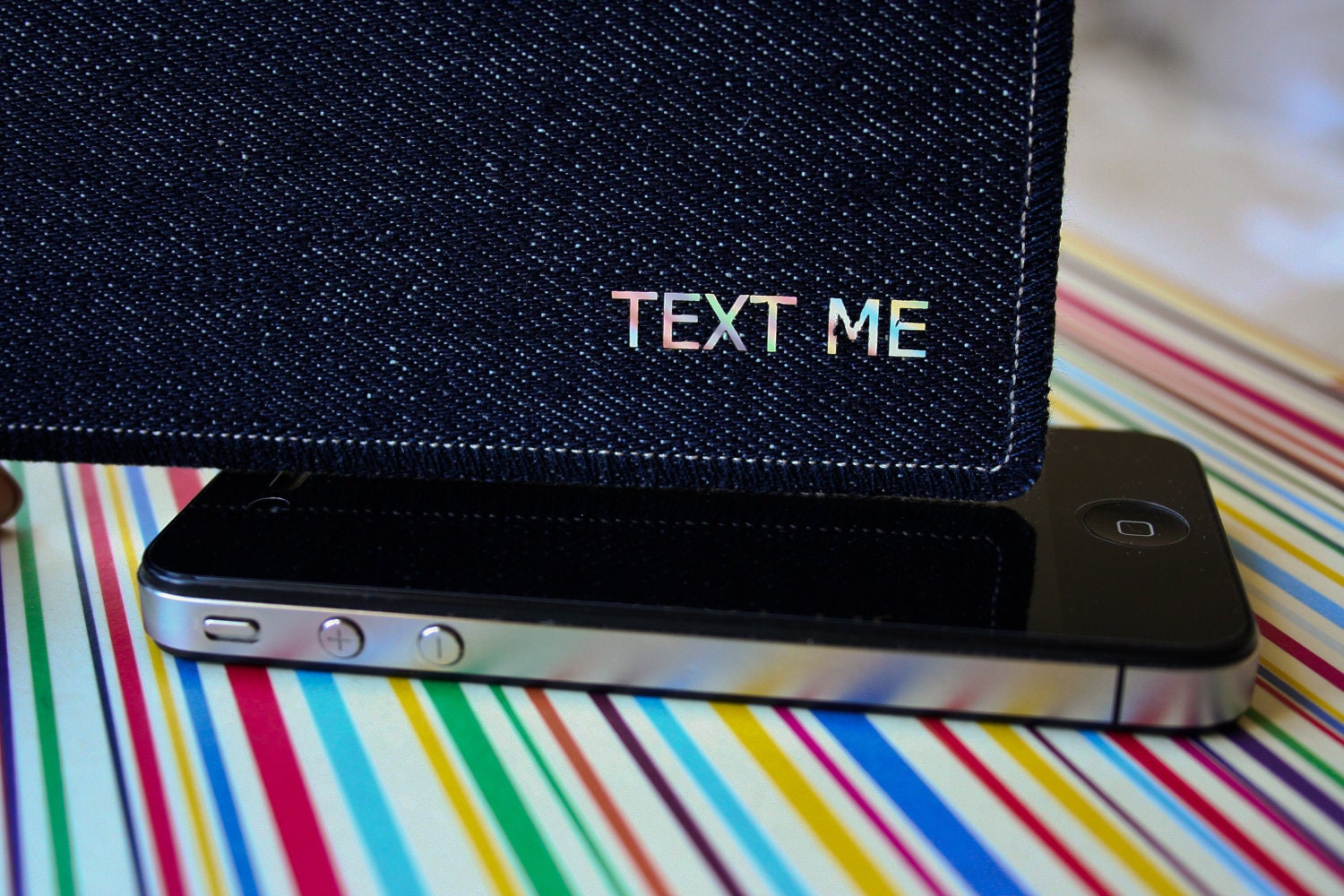 TEXT ME Denim Postcard - Handmade Greeting Cards from Salvaged Denim