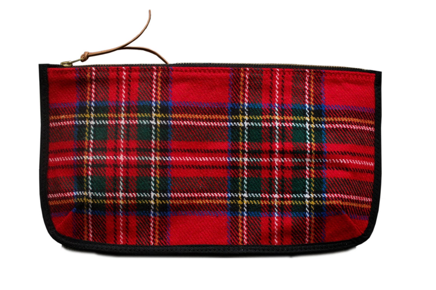 Red Plaid Clutch - Hand Crafted from Salvaged Fabrics