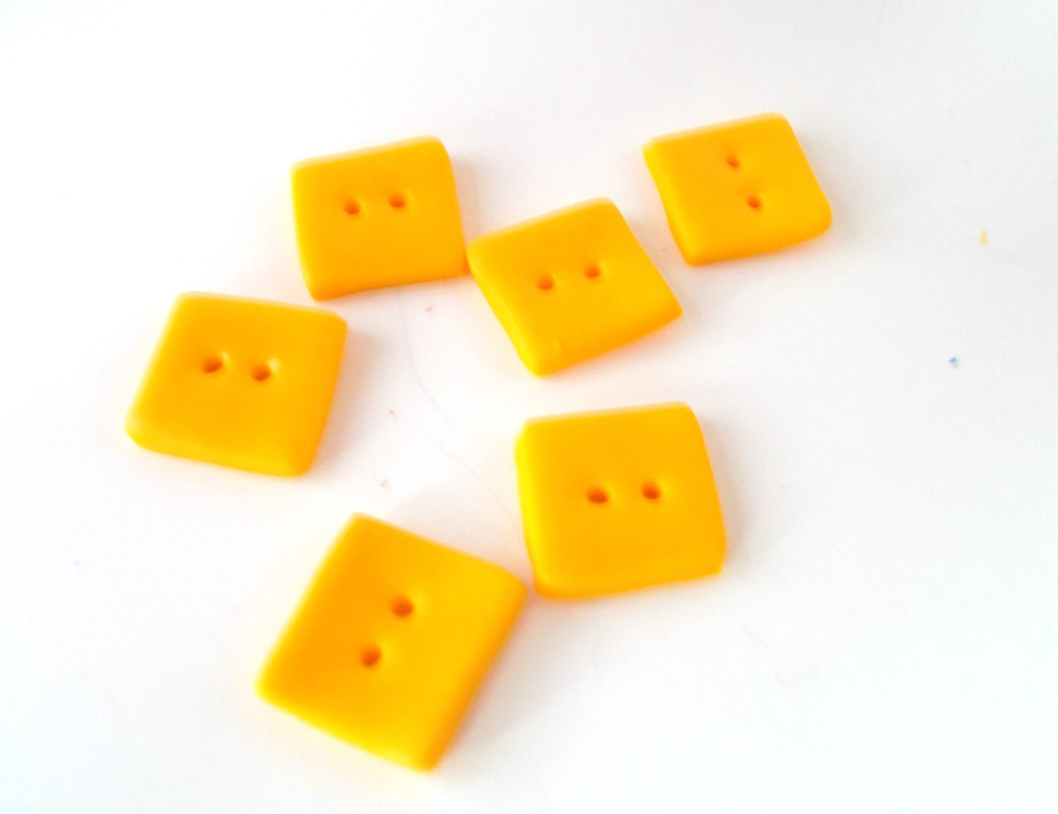 Square Neon Yellow Buttons - 6 pcs