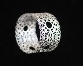 Thick Filigree Bracelet, Silver Lace Bangle, Silver Dominant Filigree Jewelry, Bridal Bracelet- Ready to Ship