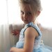 Flower Girl Dress Tulle Tutu Crochet Bodice Vintage Inspired Baby Blue and White Infant to Toddler size 3