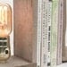 Bookends- Salvaged Wood Bookends, Rustic Lamp, Shelf Lighting, Exposed Edison Bulb
