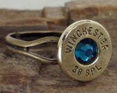 Bullet Ring - Winchester 38 SPL -  Blue Zircon