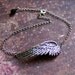 Silver Wing ANKLET w/ Black SWAROVSKI Teardrop Crystal -Adjustable Length- Guardian ANGEL by RevelleRoseJewelry