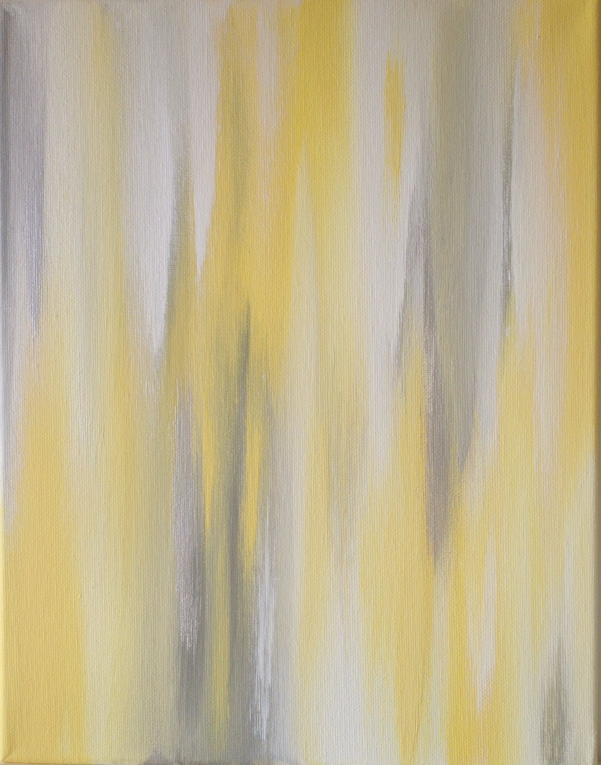 11x14 Canvas Painting- Ikat: Yellow & Grey