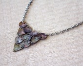 Triangle Pendant Necklace - Dark Gray Shell on a Chain, Small Size