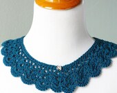 the Edith // crochet peter pan collar // lace vintage inspired  necklace collar // aqua blue