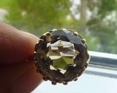 Ornate Large smokey topaz or quartz ring solid 10k gold