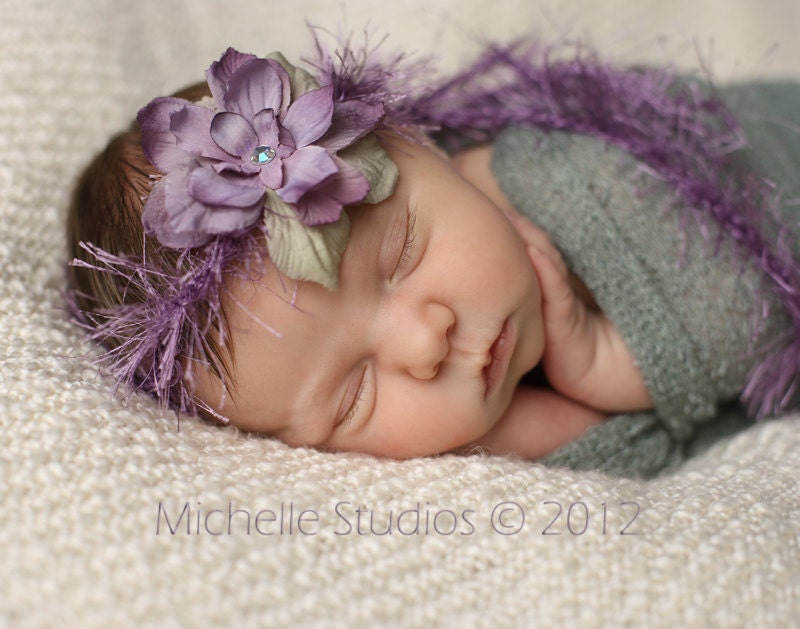 newborn photography prop- luxury light purple crocheted halo headband flower, baby shower, baby photo prop,toddler photodraphy,wedding,party