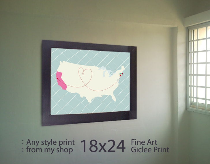 18x24 Map Customized Art Print of any style from my shop Fine Art Giclee Print