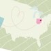 USA Map   Love Map Themed Customized Art Print -  8x10