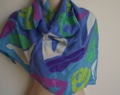 Vintage silk scarf Liz Claiborne mod color block 30"sq